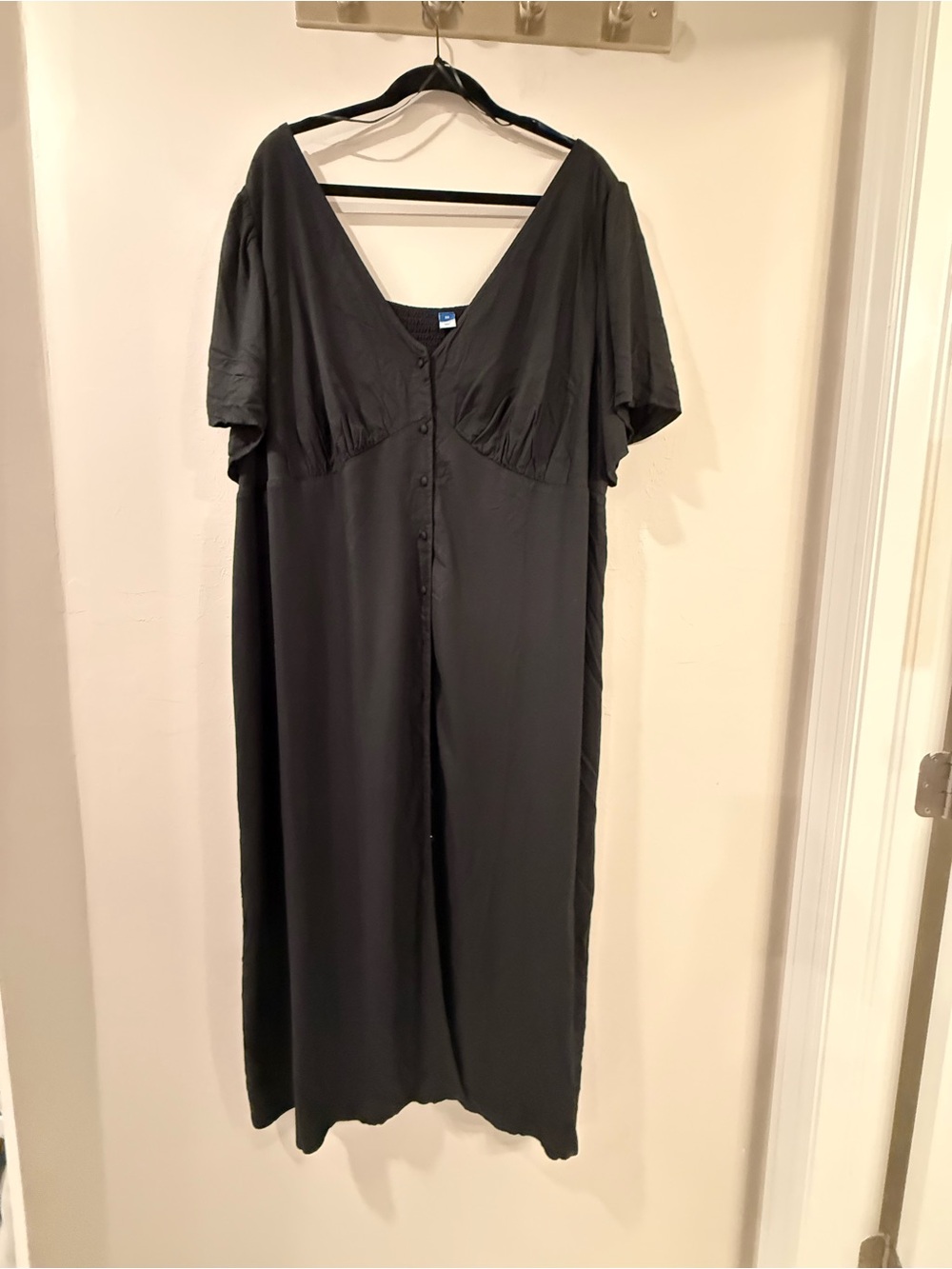Old Navy black button down dress with stretch back Flutter Sleeve Plus Size 3X